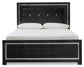 Kaydell Queen Upholstered Panel Bed with Mirrored Dresser and Nightstand