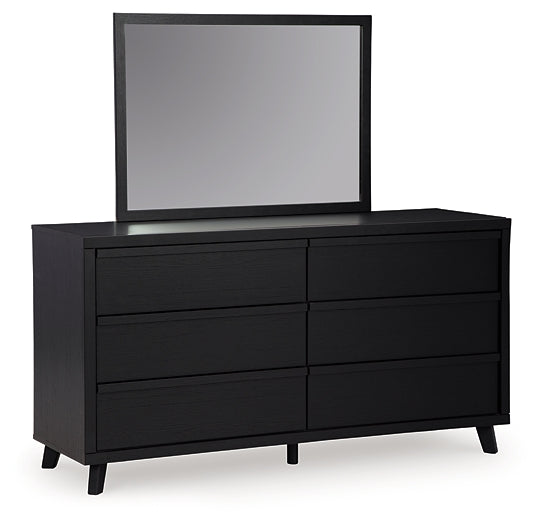 Danziar King Panel Headboard with Mirrored Dresser and Nightstand