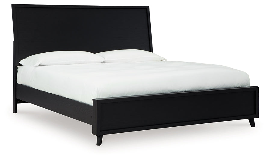 Danziar King Panel Bed with Mirrored Dresser, Chest and Nightstand