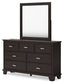 Covetown Twin Panel Bed with Mirrored Dresser, Chest and 2 Nightstands