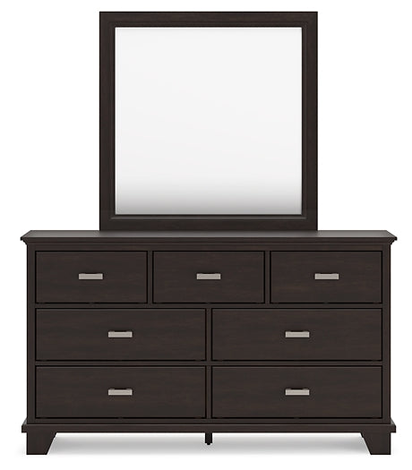 Covetown Twin Panel Bed with Mirrored Dresser and Nightstand