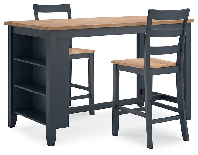 Gesthaven Counter Height Dining Table and 2 Barstools