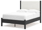 Cadmori Full Upholstered Panel Bed with Mirrored Dresser and Nightstand