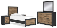 Load image into Gallery viewer, Vertani Twin Panel Bed with Mirrored Dresser and 2 Nightstands
