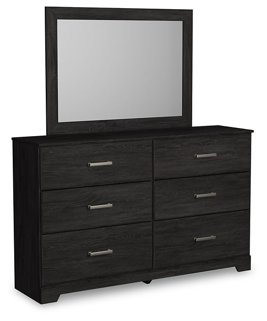 Belachime King Panel Bed with Mirrored Dresser, Chest and Nightstand