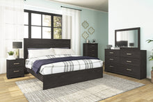 Load image into Gallery viewer, Belachime King Panel Bed with Mirrored Dresser, Chest and 2 Nightstands
