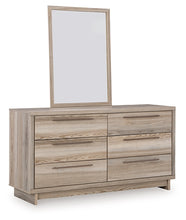 Load image into Gallery viewer, Hasbrick Queen Panel Headboard with Mirrored Dresser and 2 Nightstands
