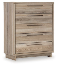 Load image into Gallery viewer, Hasbrick Queen Panel Headboard with Mirrored Dresser and Chest
