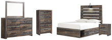 Load image into Gallery viewer, Drystan Full Panel Bed with 4 Storage Drawers with Mirrored Dresser, Chest and Nightstand
