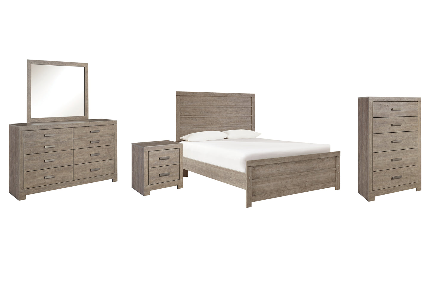 Culverbach Full Panel Bed with Mirrored Dresser, Chest and Nightstand