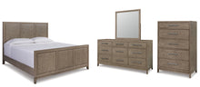 Load image into Gallery viewer, Chrestner California King Panel Bed with Mirrored Dresser and Chest
