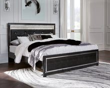 Load image into Gallery viewer, Kaydell King Upholstered Panel Platform Bed with Mirrored Dresser and Chest
