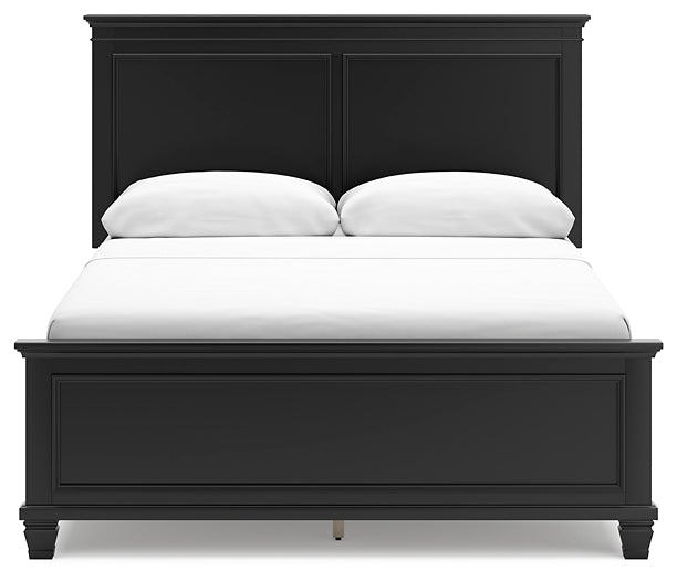 Lanolee Queen Panel Bed with Mirrored Dresser and 2 Nightstands