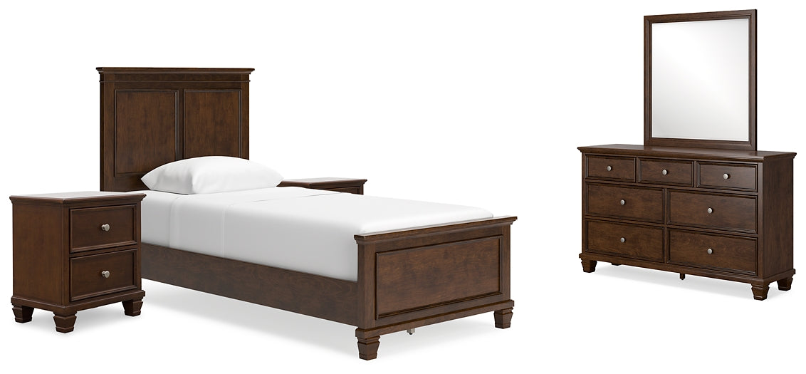 Danabrin Twin Panel Bed with Mirrored Dresser and 2 Nightstands