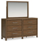 Cabalynn Queen Panel Bed with Storage with Mirrored Dresser and Chest