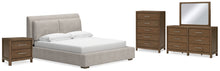 Load image into Gallery viewer, Cabalynn California King Upholstered Bed with Mirrored Dresser, Chest and Nightstand
